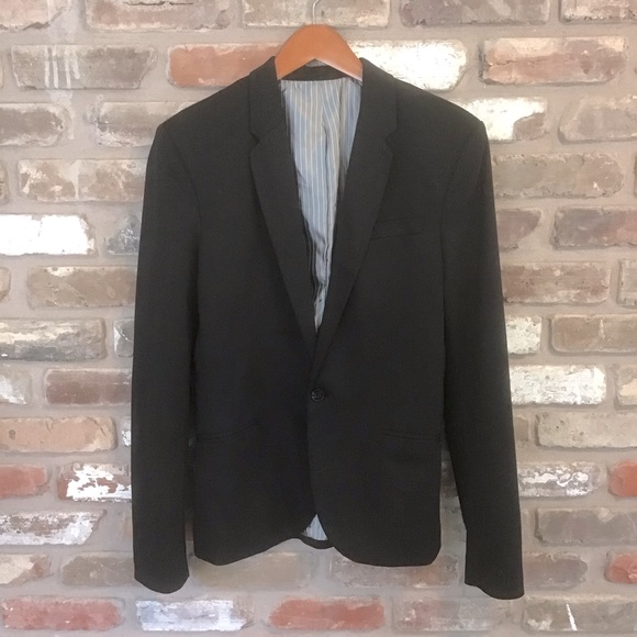 ZARA COLLECTION Men’s One Button Black Knit Blazer M - Picture 1 of 7